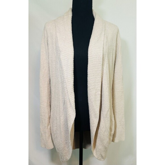 Barefoot‎ Dreams CozyChic Lite Beige Stone Open Front Cozy Cardigan XS/S - Picture 1 of 11